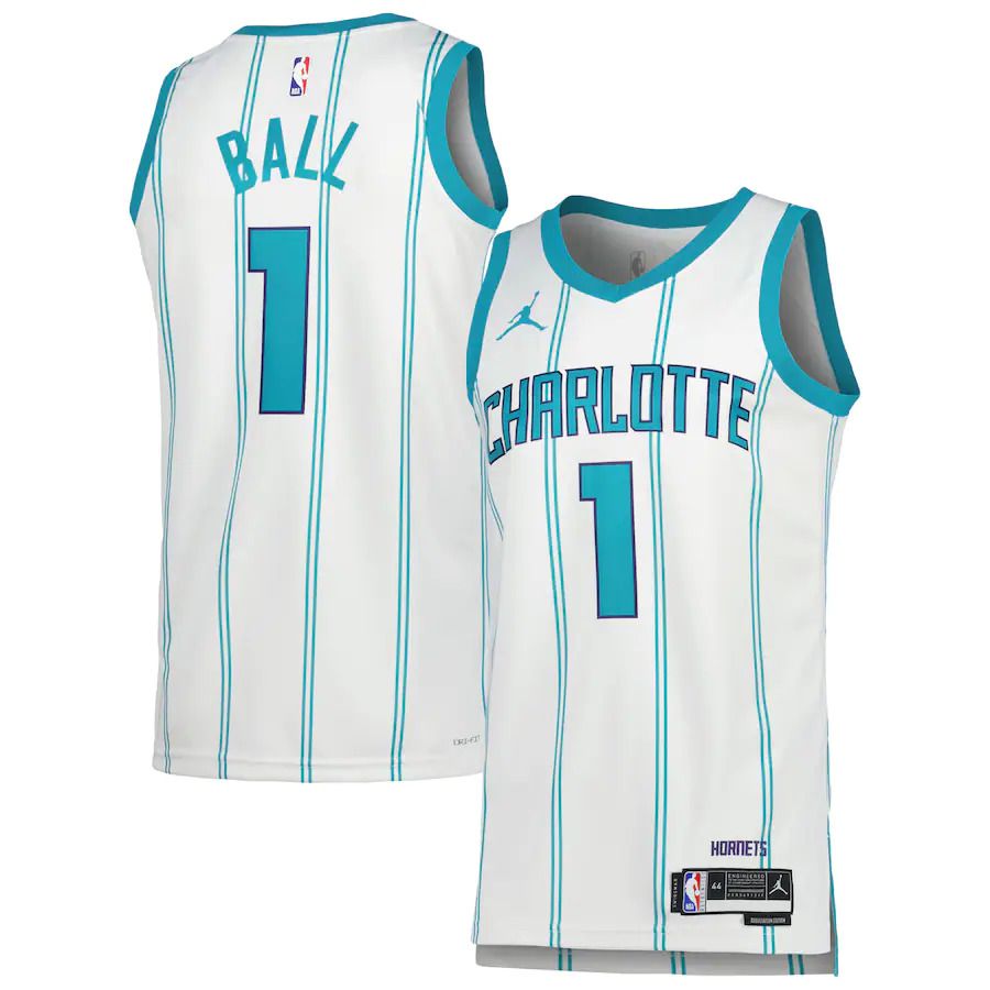 Men Charlotte Hornets 1 LaMelo Ball Jordan Brand White 2022-23 Swingman NBA Jersey